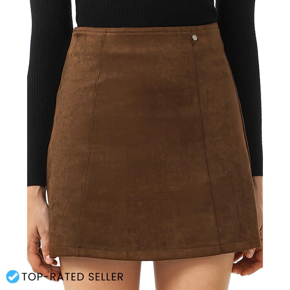 Faux Suede Mini Skirt High Waist Bodycon Pencil Style Y2K Chic